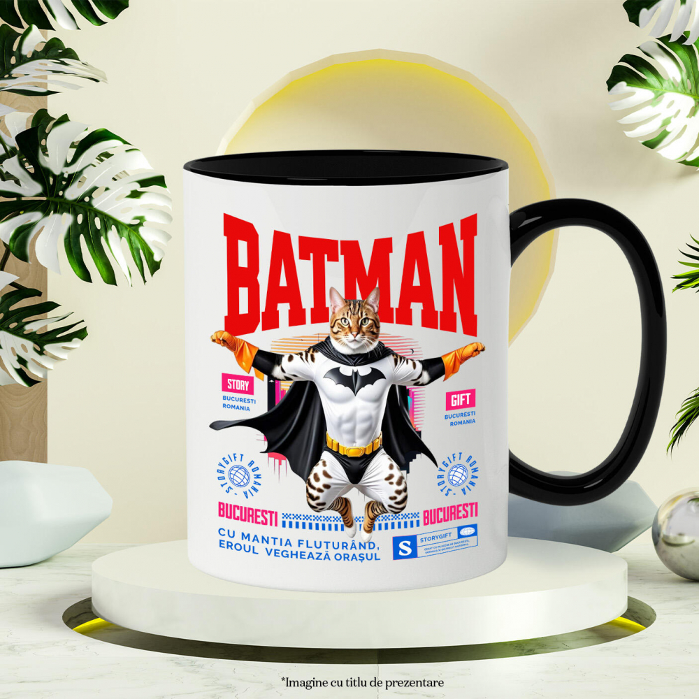 Cana Personalizata Pisica Bengal în Costum de Batman – Un Supererou Drăgălaș pentru Copii și Iubitorii de Animale [3]