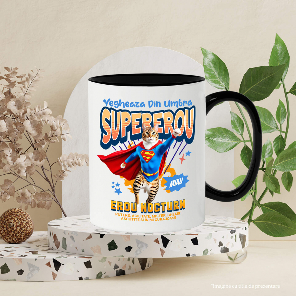 Cana Personalizata Pisică Bengal Supererou – Design Personalizat pentru Iubitorii de Animale și Familie [3]