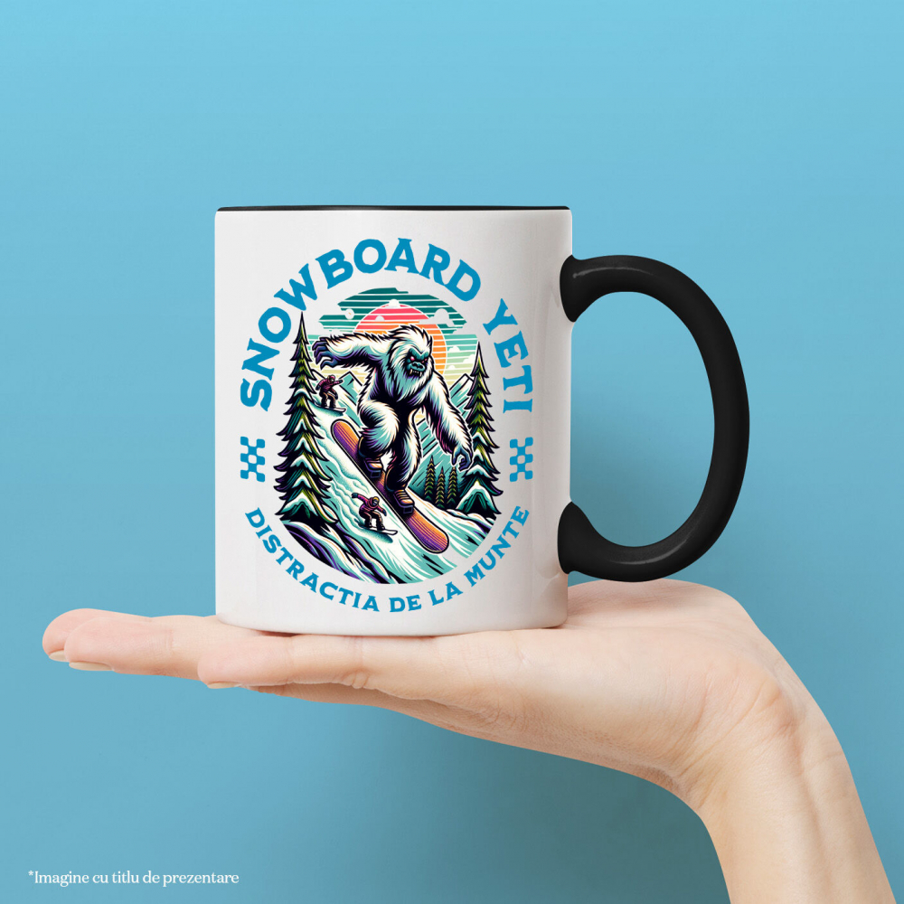 Cana Personalizata Big Foot Monstru Pe Placă De Snowboard – Cadou Iarnă Personalizat pentru Sportivi [2]