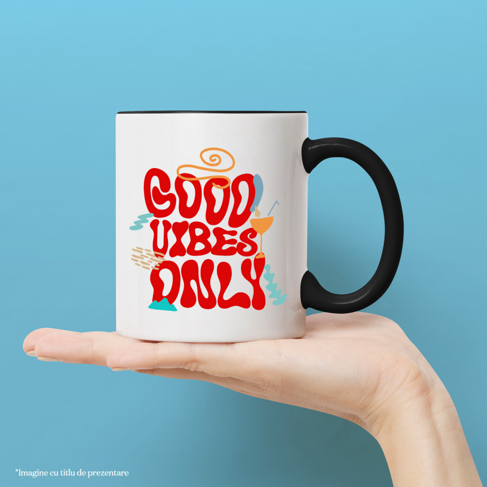 Cana Personalizata Good Vibes Only – Tricou Personalizat cu Mesaj Vacanță și Cocktail [2]