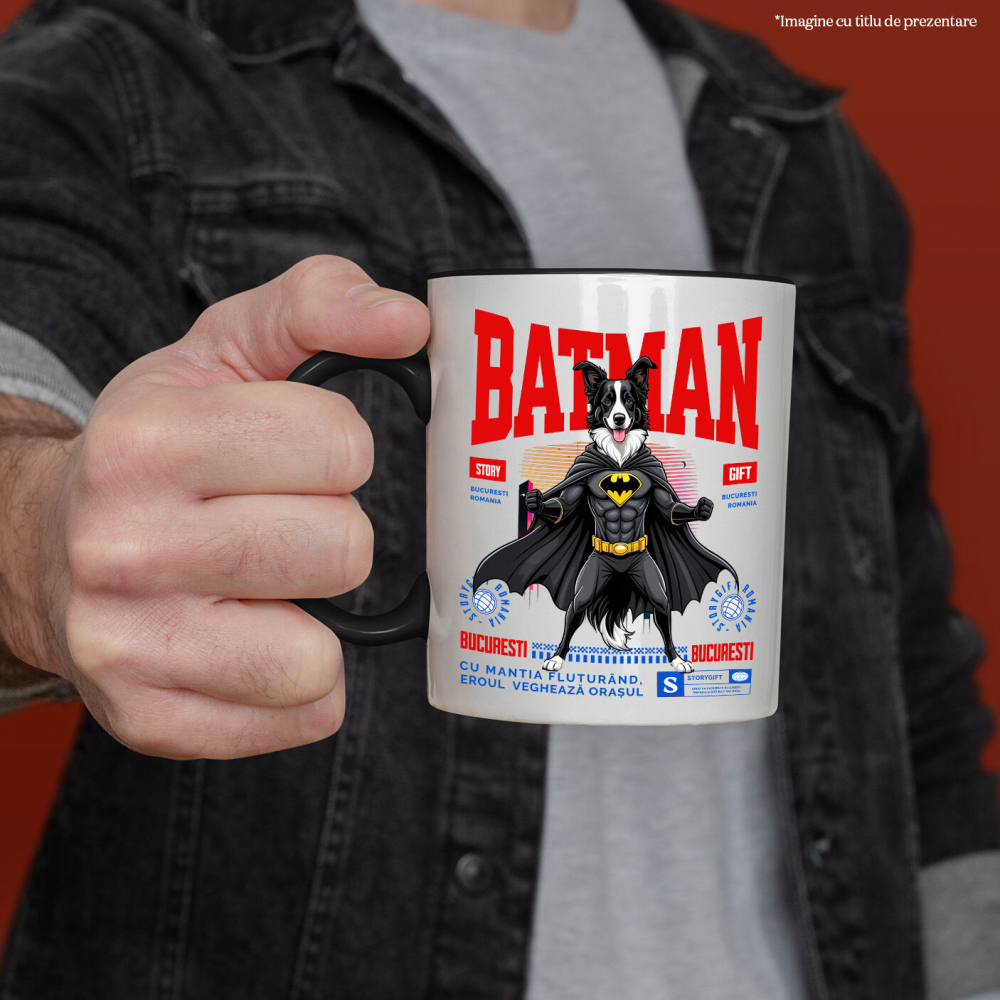 Cana Personalizata Border Collie În Costum de Batman – Câine Supererou pentru Copii și Iubitorii de Animale [2]