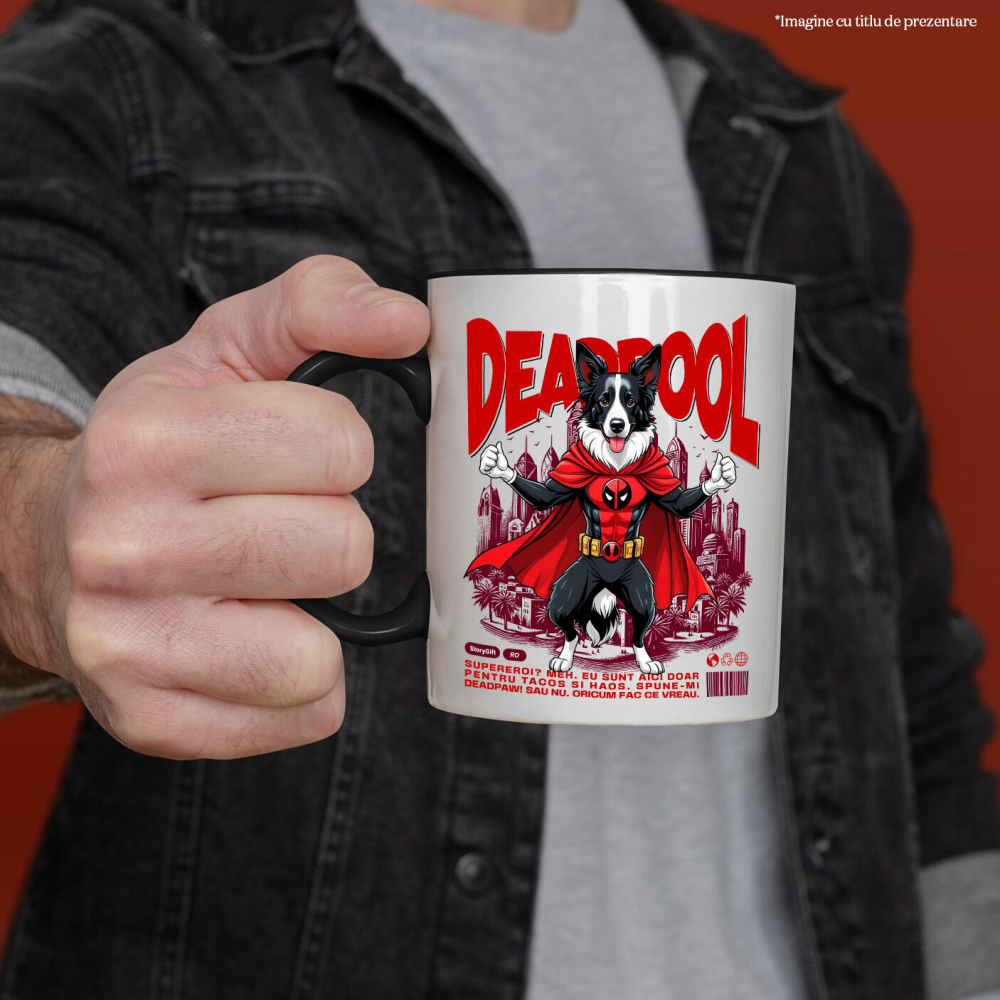 Cana Personalizata Husky Siberian în Costum Deadpool - Cadou Personalizat pentru Copii și Familie [2]
