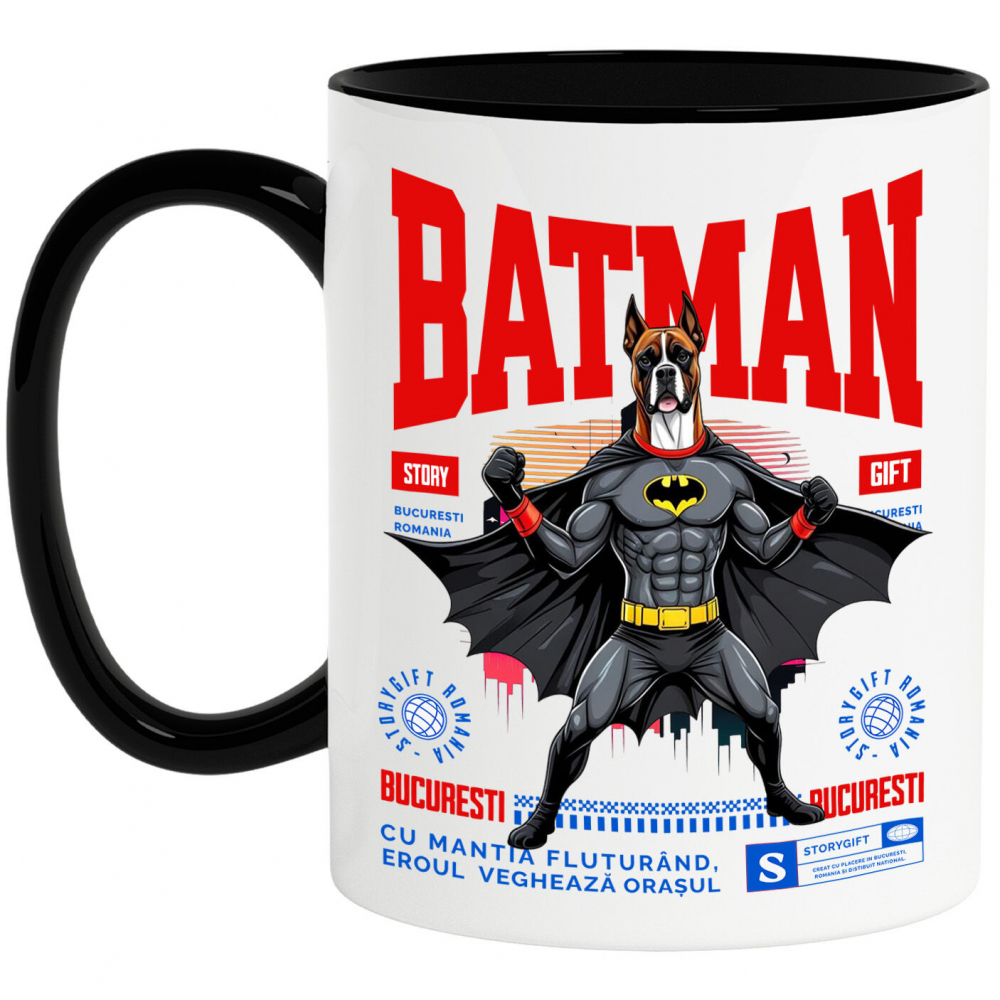 Cana Personalizata Boxer În Costum de Batman – Câine Supererou pentru Copii și Iubitorii de Animale [1]