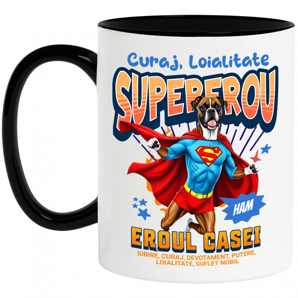 Cana Personalizata Câine Boxer în Costum de Superman – Produse Personalizate pentru Copii și Familie [1]