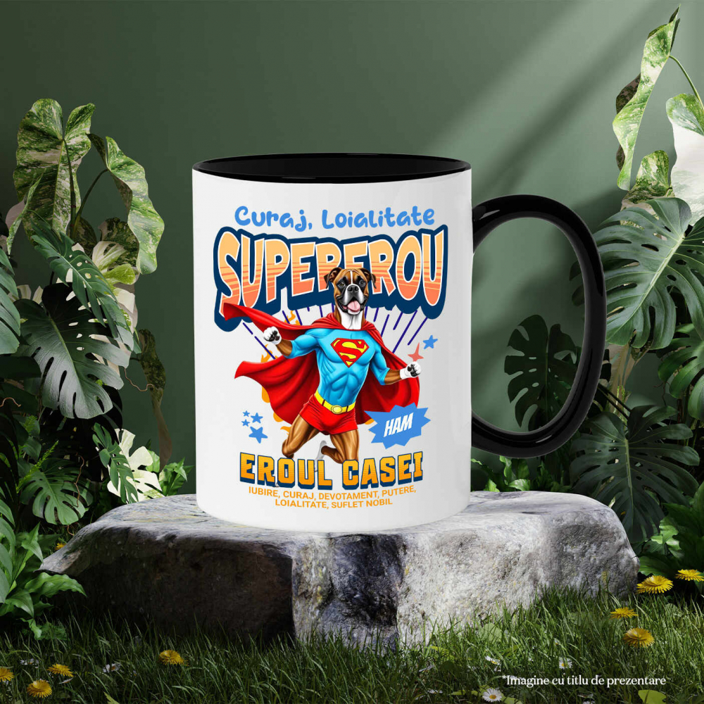 Cana Personalizata Câine Boxer în Costum de Superman – Produse Personalizate pentru Copii și Familie [3]