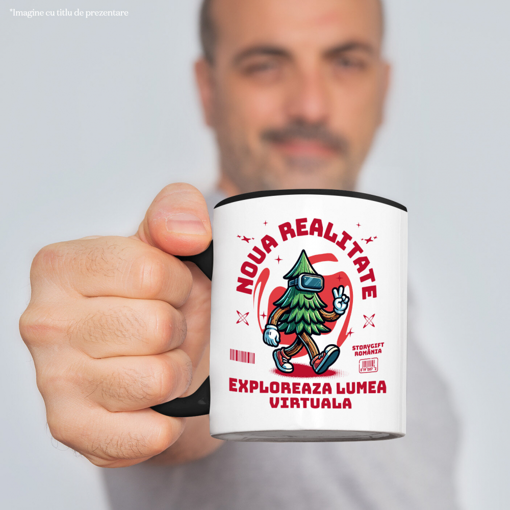 Cana Personalizata Brad Verde cu Ochelari VR „Noua Realitate” - Cadou Personalizat pentru Iubitorii de Gaming și Tehnologie VR [2]