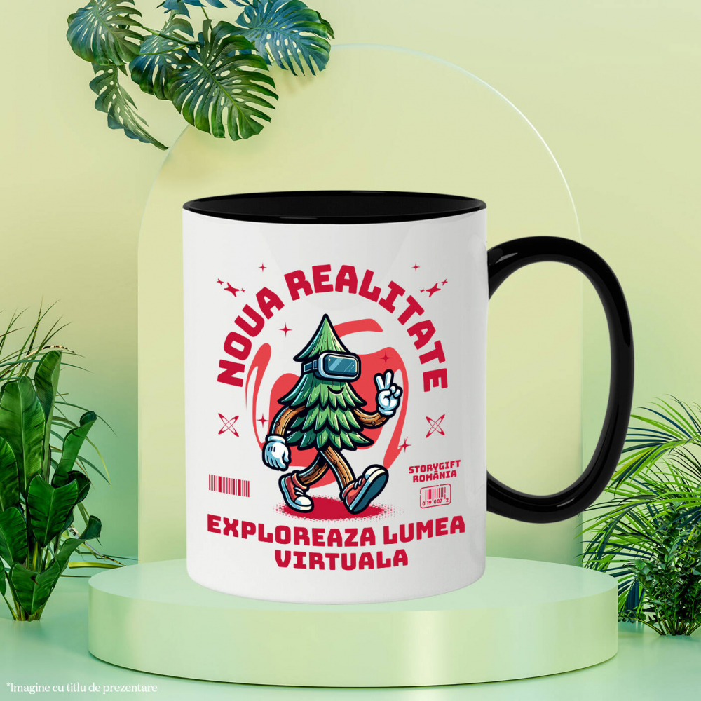 Cana Personalizata Brad Verde cu Ochelari VR „Noua Realitate” - Cadou Personalizat pentru Iubitorii de Gaming și Tehnologie VR [3]