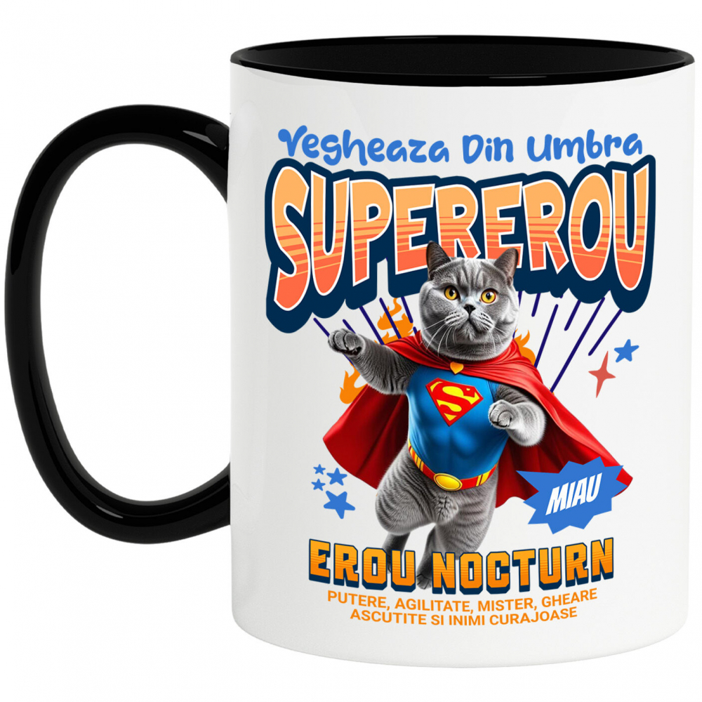 Cana Personalizata Pisică British Shorthair în Costum de Superman – Cadouri Personalizate pentru Familie și Copii [1]