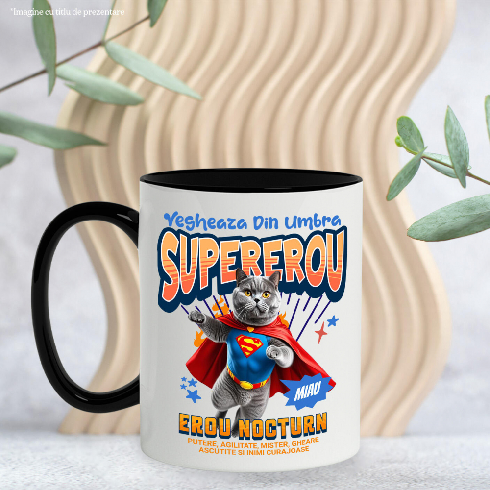 Cana Personalizata Pisică British Shorthair în Costum de Superman – Cadouri Personalizate pentru Familie și Copii [3]