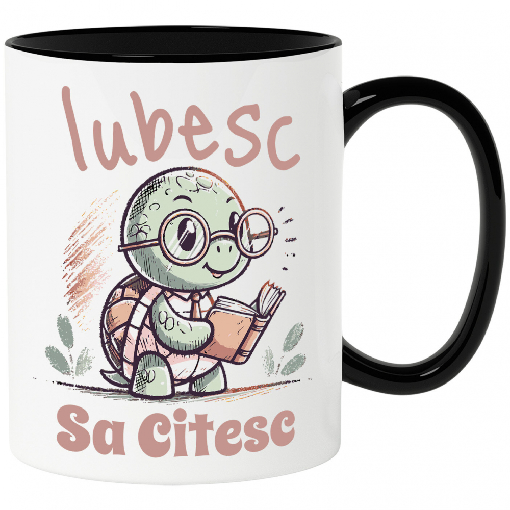 Cana Personalizata Broască Țestoasă cu Carte și Ochelari de Soare | Iubesc Să Citesc [1]