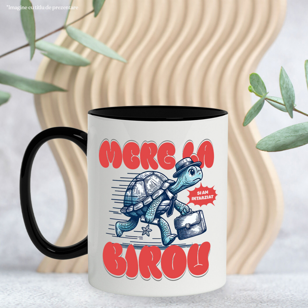 Cana Personalizata Broască Țestoasă Grăbită – Servietă, Pălărie, Cravată, Muncă și Umor [3]