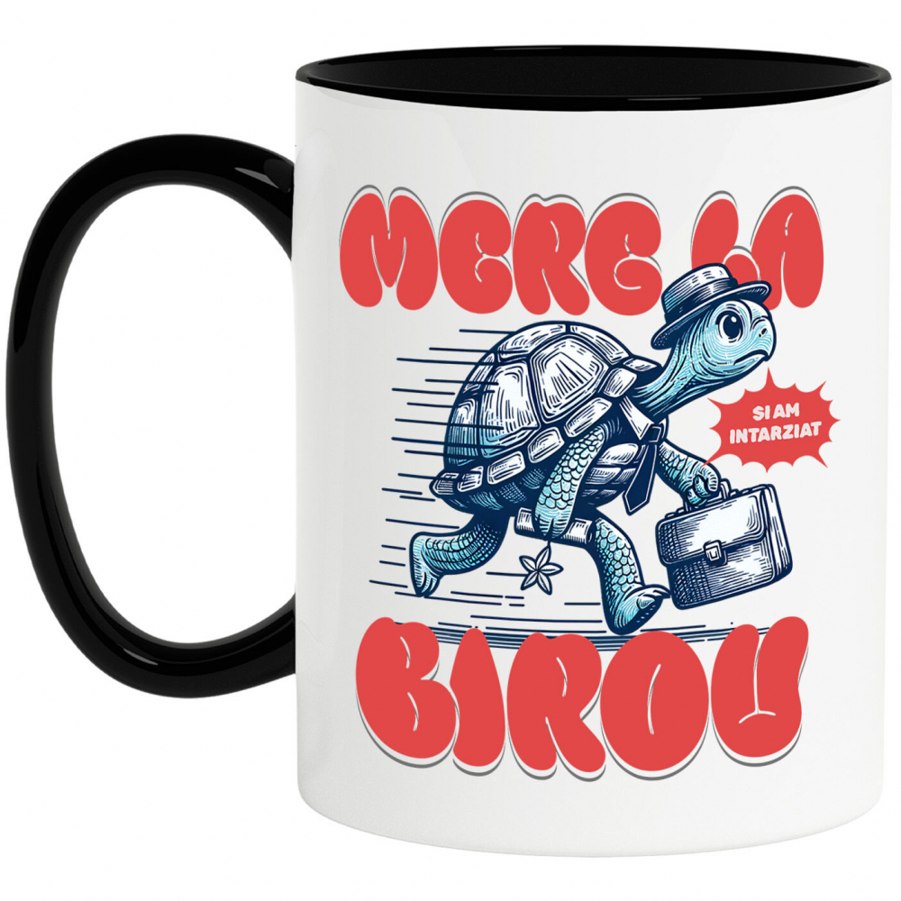 Cana Personalizata Broască Țestoasă Grăbită – Servietă, Pălărie, Cravată, Muncă și Umor [1]