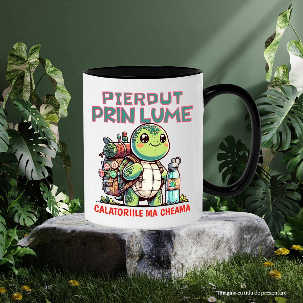 Cana Personalizata "Broasca Țestoasă cu Rucsac și Apă – Călătoriile Mă Cheamă – Cadou Perfect pentru Aventuri în Natură" [3]