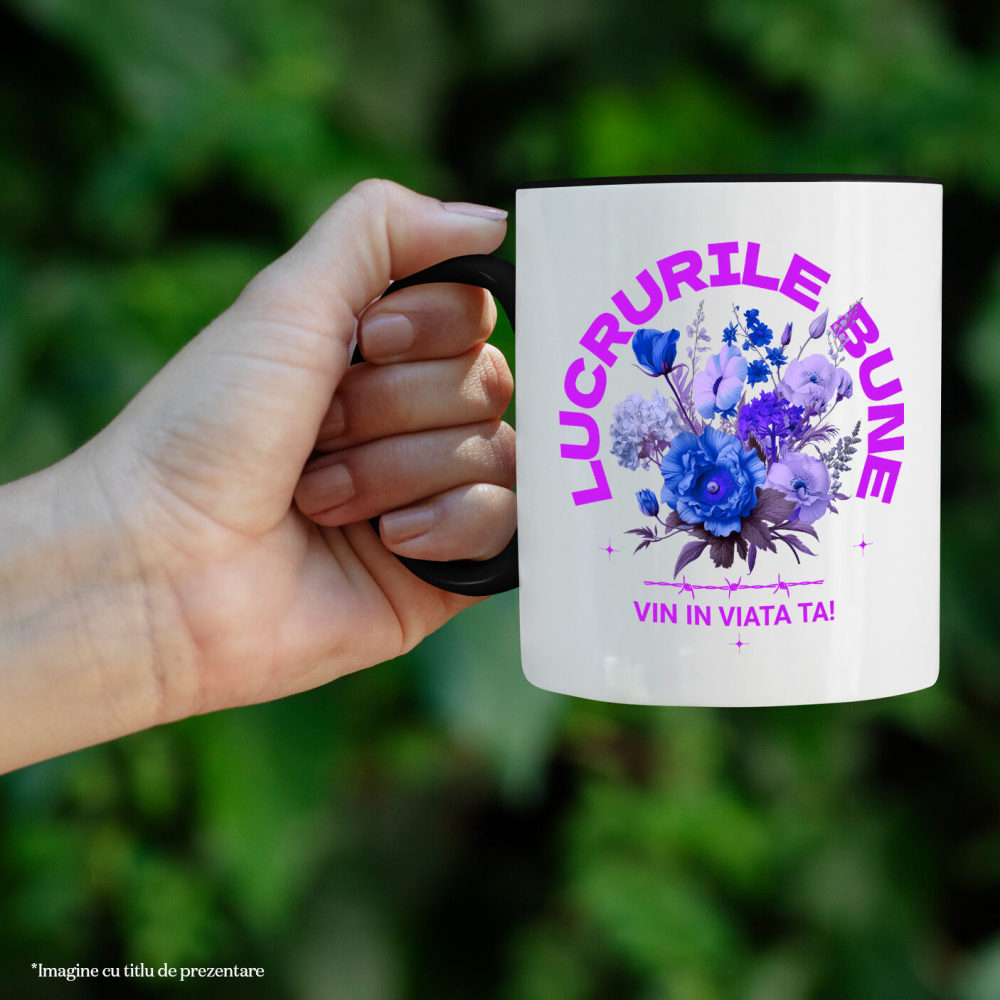 Cana Personalizata Buchet De Flori Colorat cu Text „Lucrurile Bune Vin În Viața Ta” | Cadouri Personalizate pentru Familie și Prieteni [2]