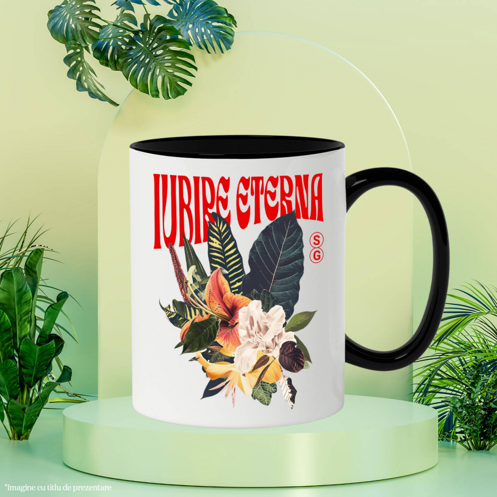 Cana Personalizata Buchet de Flori Colorate cu Text „Iubire Eterna” | Cadouri Personalizate pentru Femei, Familie și Prieteni [3]