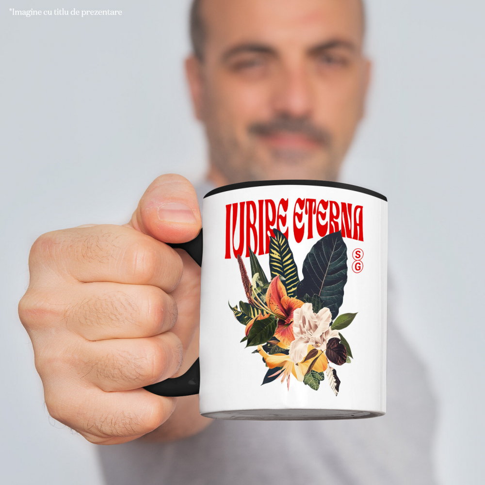 Cana Personalizata Buchet de Flori Colorate cu Text „Iubire Eterna” | Cadouri Personalizate pentru Femei, Familie și Prieteni [2]