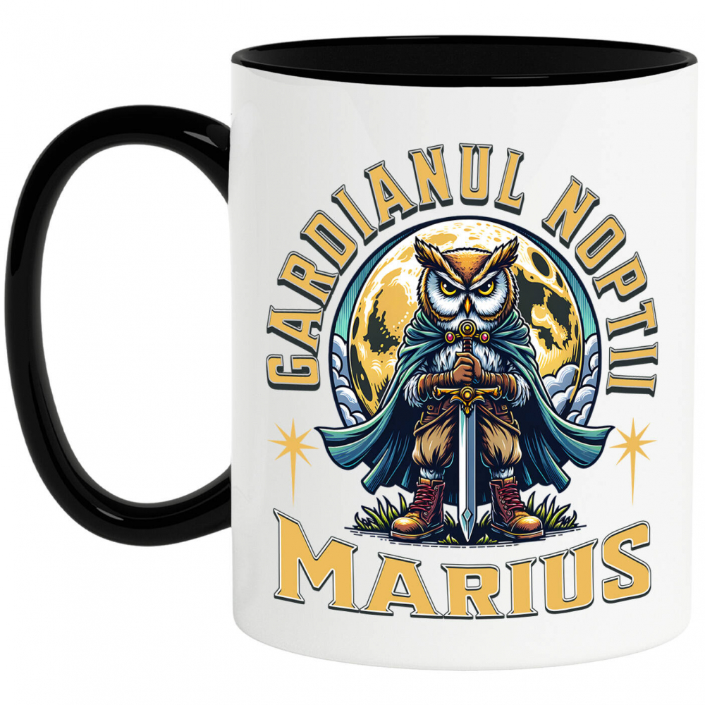 Cana Personalizata Bufniță Cavaler Gardianul Nopții - Cadou Personalizat cu Pelerină și Sabie [1]