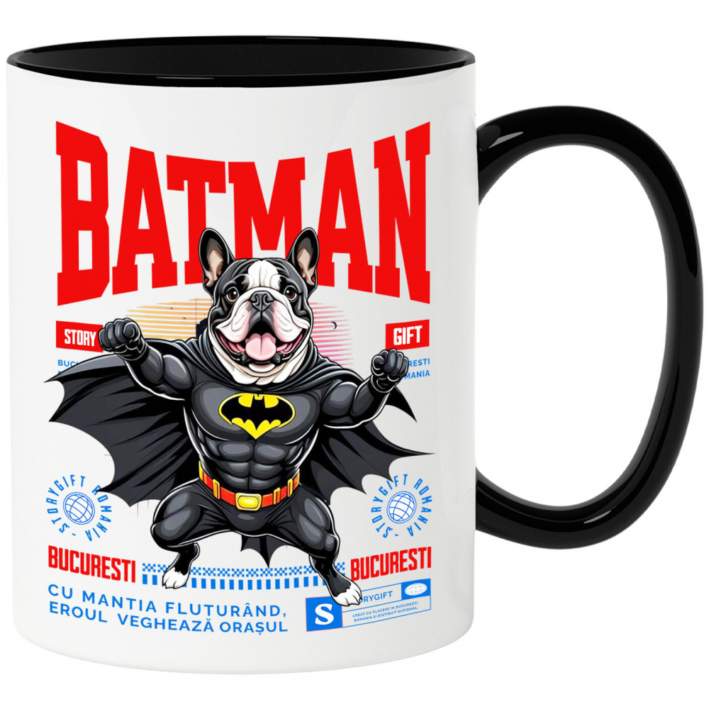 Cana Personalizata Bulldog În Costum de Batman – Câine Supererou pentru Copii și Iubitorii de Animale [1]