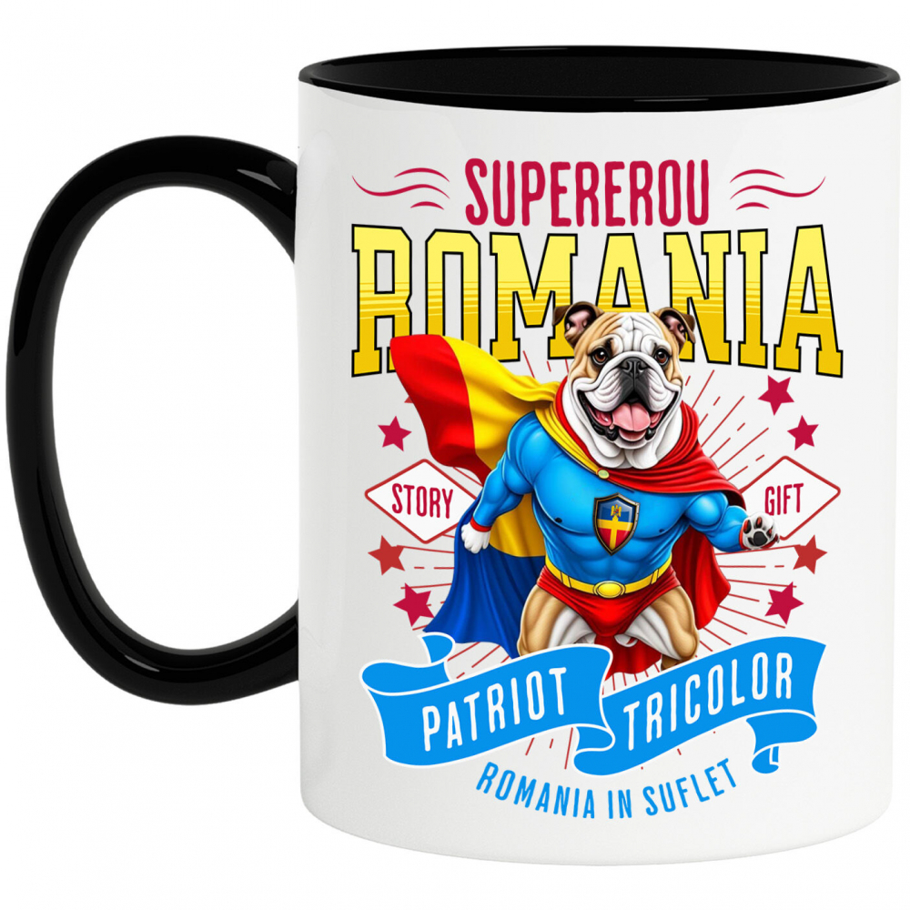 Cana Personalizata Bulldog în Costum de Căpitan România – Cadou Personalizat pentru Iubitorii de Câini [1]