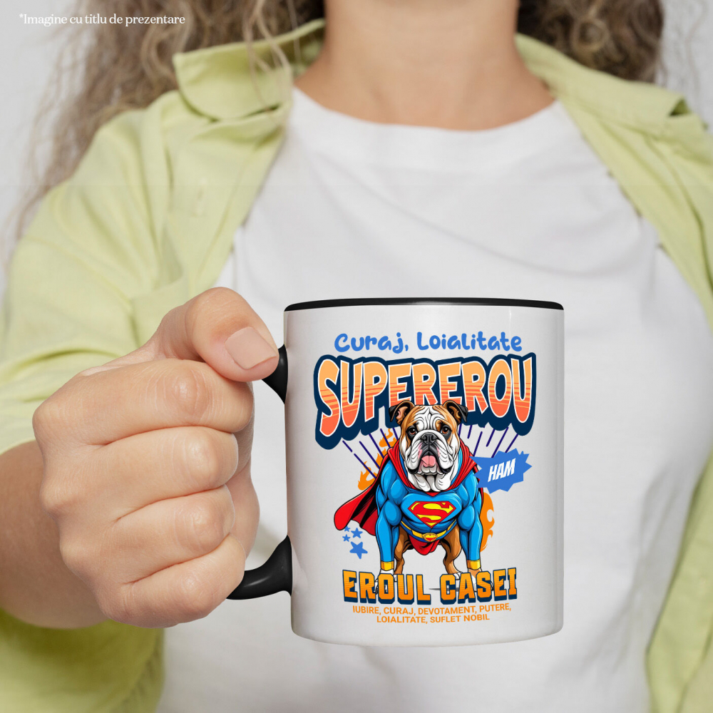 Cana Personalizata Bulldog în Costum de Superman – Produse Personalizate pentru Familie și Copii [2]