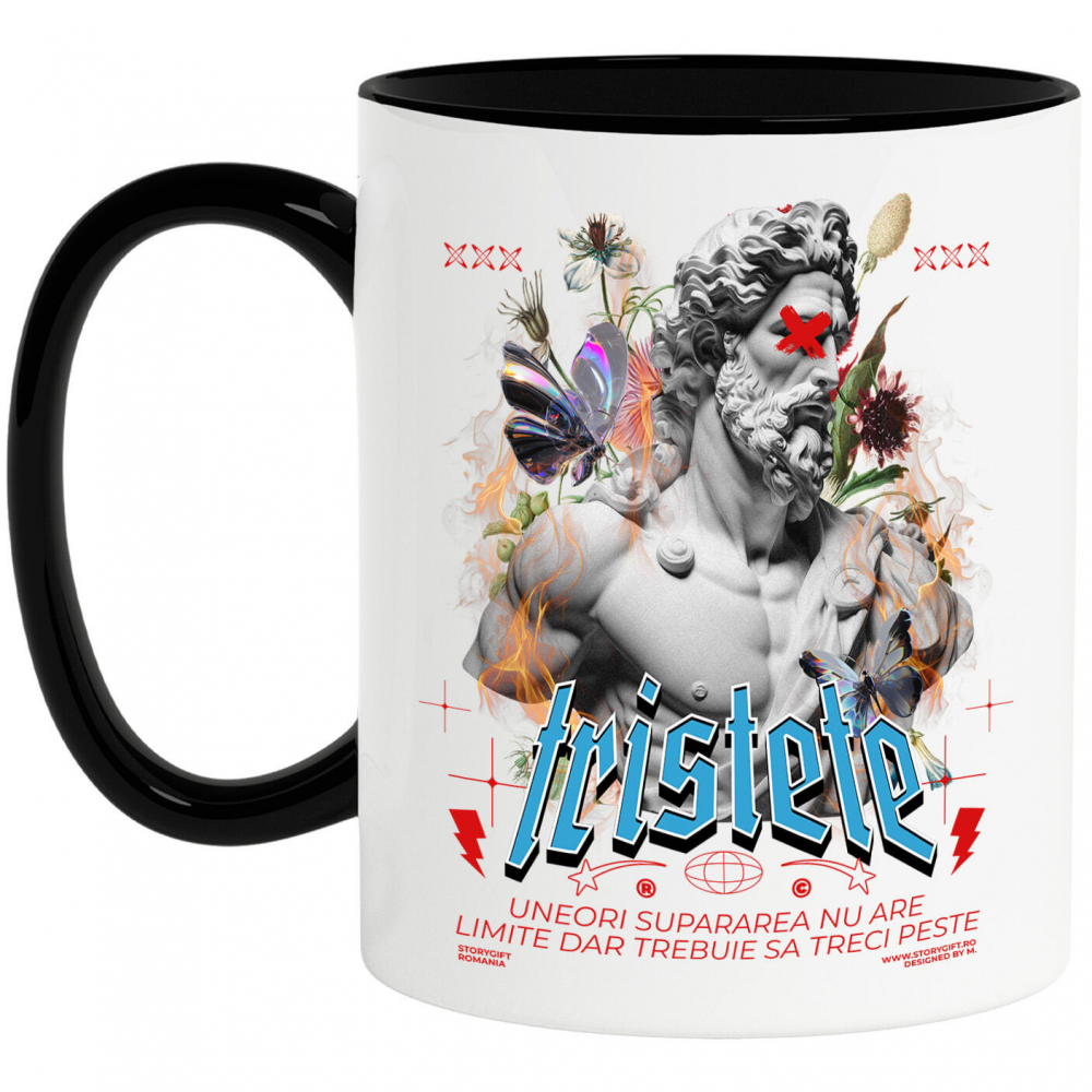 Cana Personalizata Statuie Bust Bărbat Barbă și Păr Lung – Cadou Motivational „Supărarea Nu Are Limite” [1]