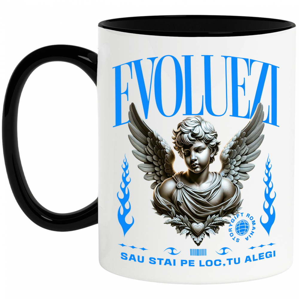 Cana Personalizata Bust Statuie Grecească cu Mesaj Motivațional - Evoluezi sau Stai pe Loc, Tu Alegi [1]