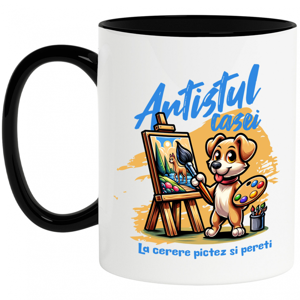 Cana Personalizata „Câine Artist Tablou Canvas – Artistul Casei La Cerere – Pictură Personalizată Perete” [1]