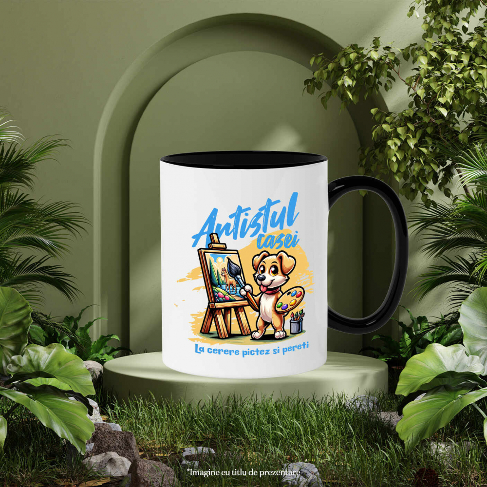 Cana Personalizata „Câine Artist Tablou Canvas – Artistul Casei La Cerere – Pictură Personalizată Perete” [3]