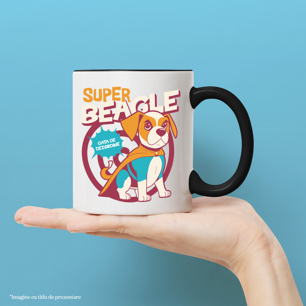 Cana Personalizata Super Beagle – Tricou Personalizat Câine Supererou și Aventurier [2]
