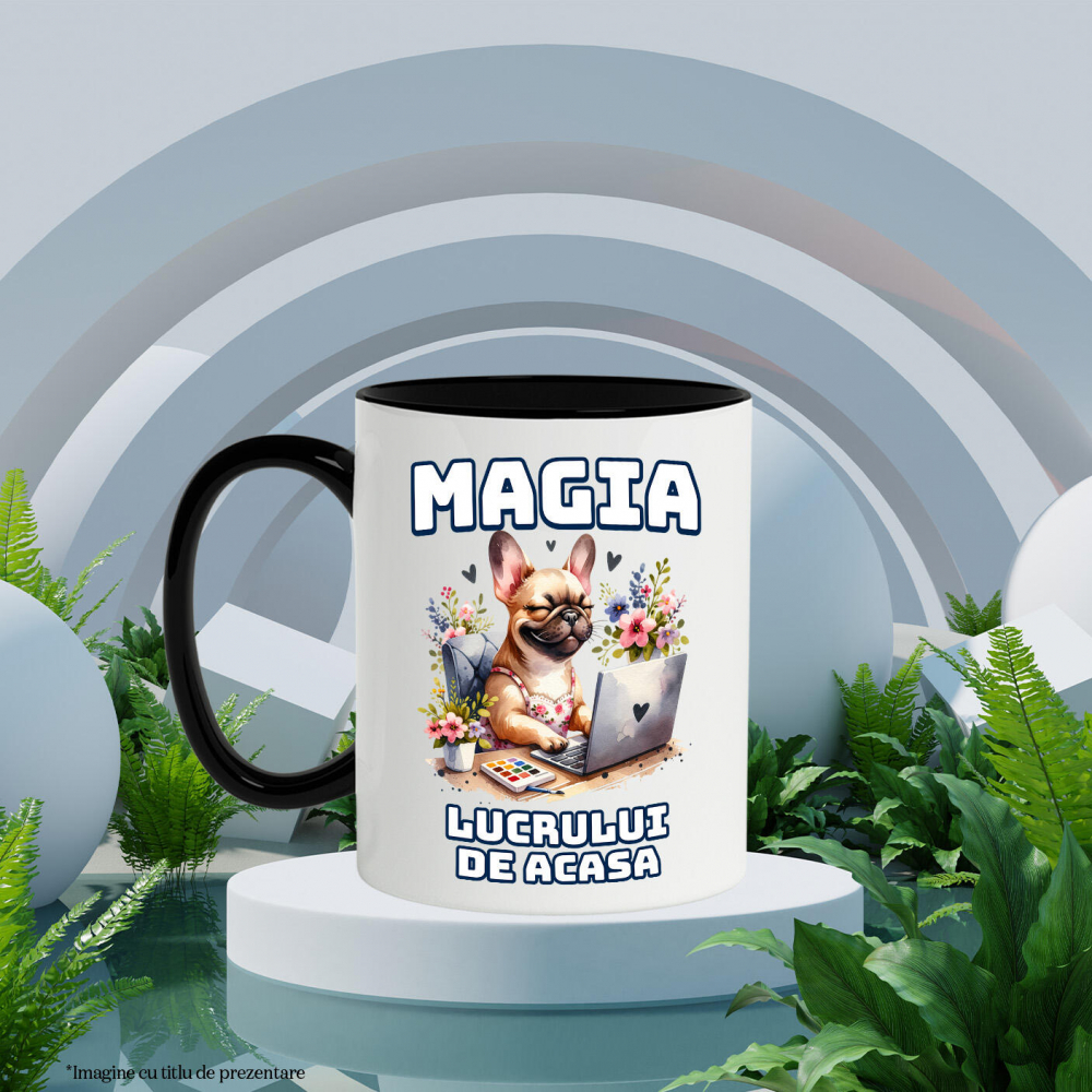 Cana Personalizata Câine la Birou – Magia Lucrului de Acasă | Tricou Personalizat [3]