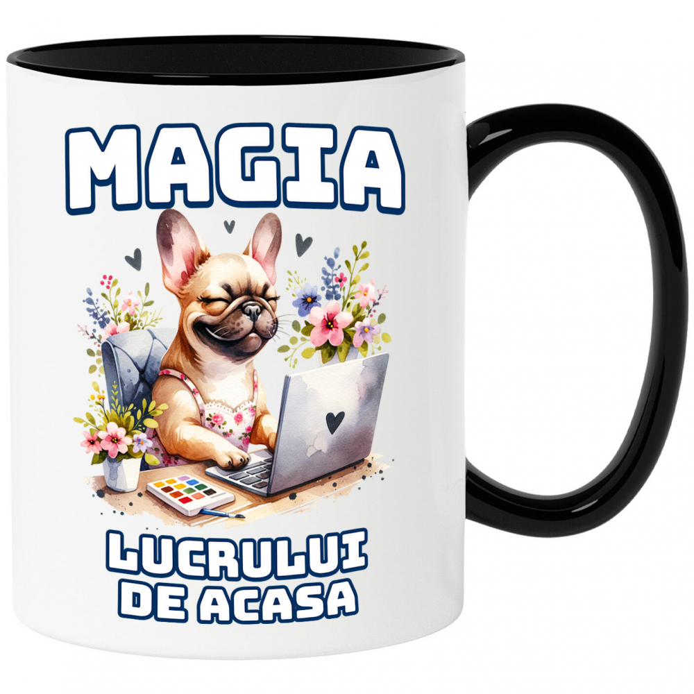 Cana Personalizata Câine la Birou – Magia Lucrului de Acasă | Tricou Personalizat [1]