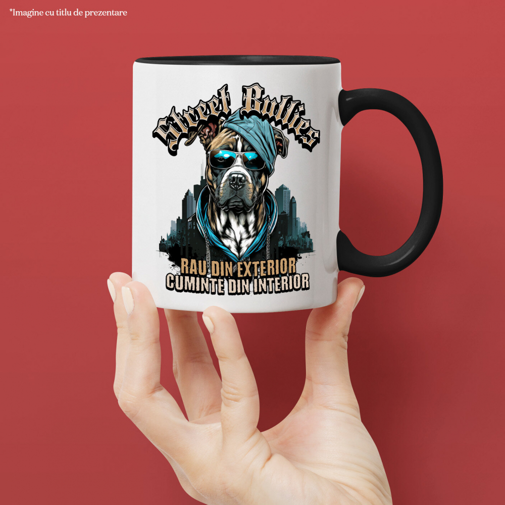 Cana Personalizata „Câine Portret Stil Gangster – Rau Din Exterior, Cuminte Din Interior – Cadou Personalizat” [2]