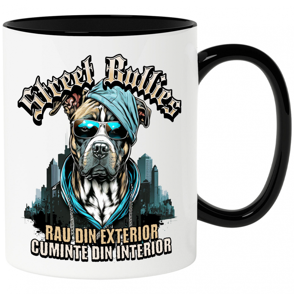 Cana Personalizata „Câine Portret Stil Gangster – Rau Din Exterior, Cuminte Din Interior – Cadou Personalizat” [1]