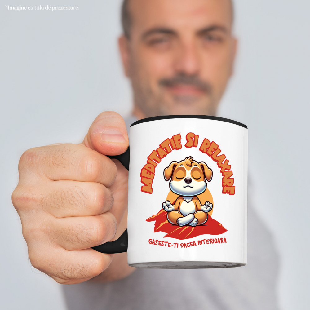 Cana Personalizata Câine Relaxat în Yoga – Meditație și Relaxare | Tricou Personalizat [2]