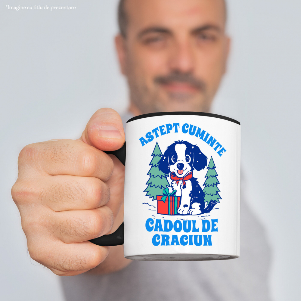 Cana Personalizata Tricou Personalizat Crăciun – Câine Lângă Brad | Cadou Haios [2]