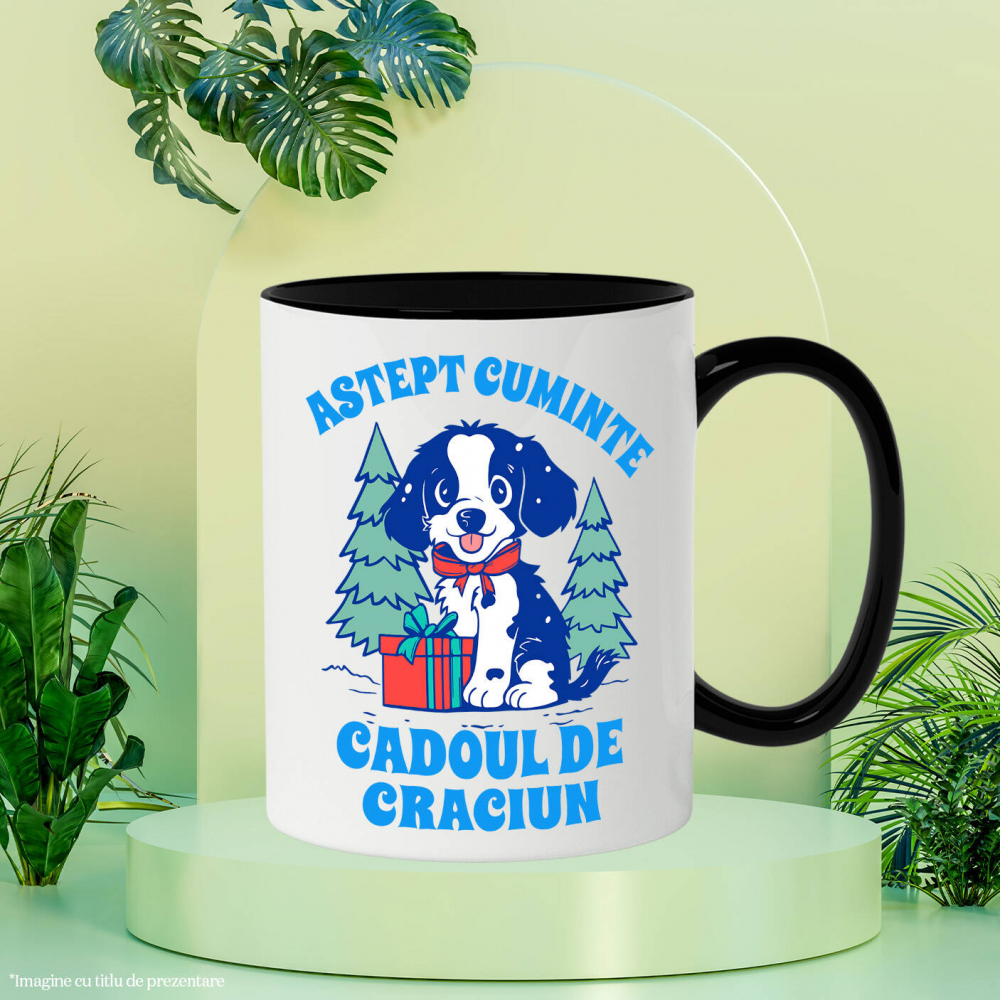 Cana Personalizata Tricou Personalizat Crăciun – Câine Lângă Brad | Cadou Haios [3]