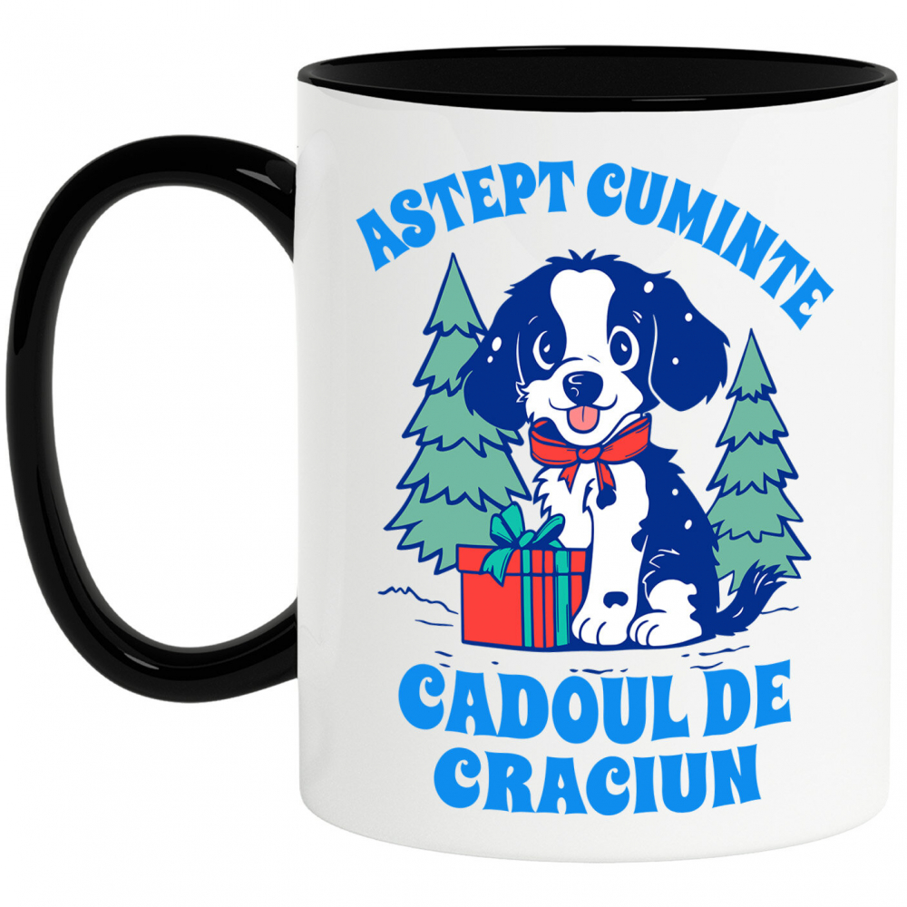 Cana Personalizata Tricou Personalizat Crăciun – Câine Lângă Brad | Cadou Haios [1]