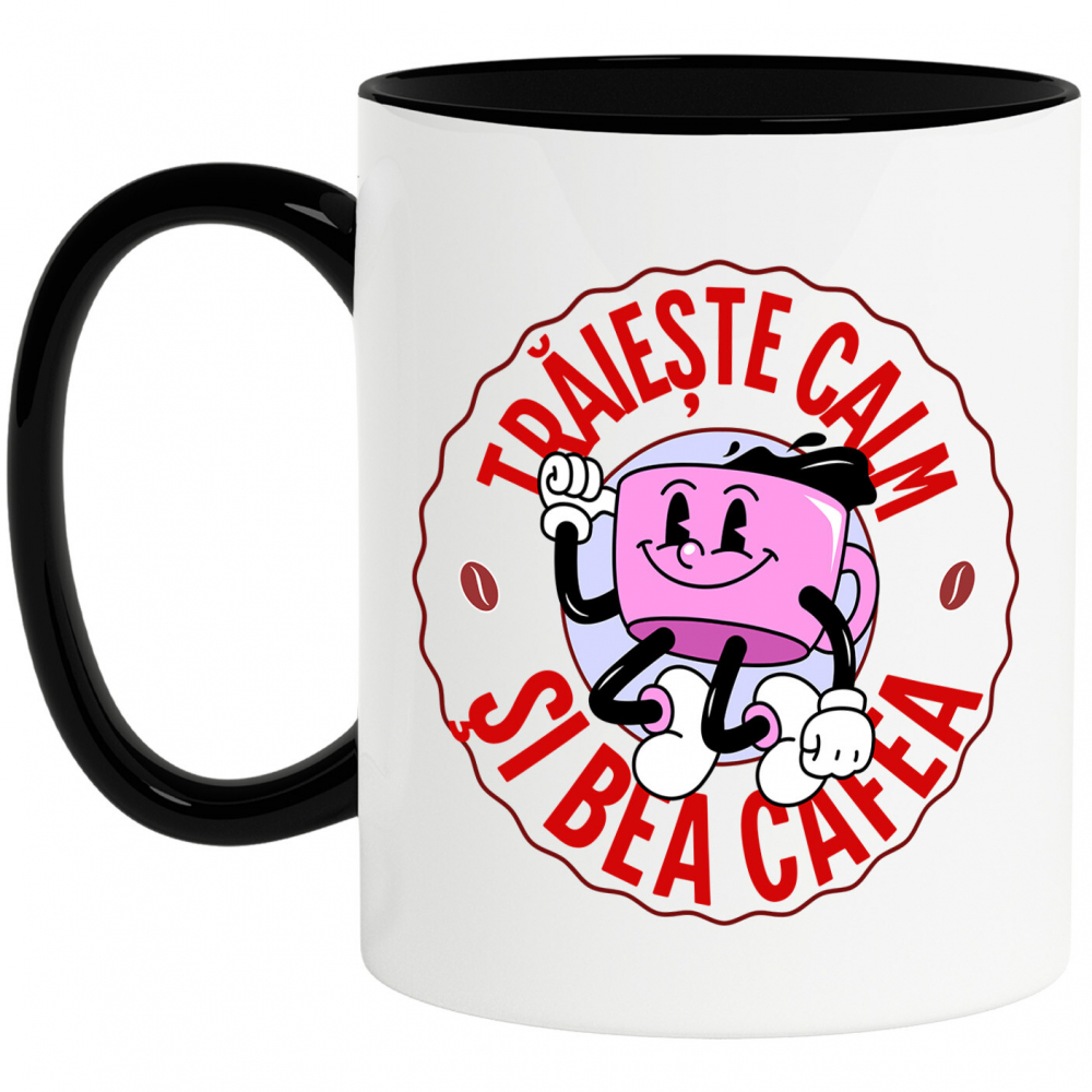 Cana Personalizata „Cană de Cafea Veselă – Trăiește Calm și Bea Cafea cu un Dans Amuzant” [1]