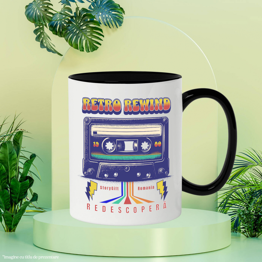 Cana Personalizata Casetă Audio Colorată 1980 - Retro Rewind Disco Vintaj Cadou Personalizat [3]