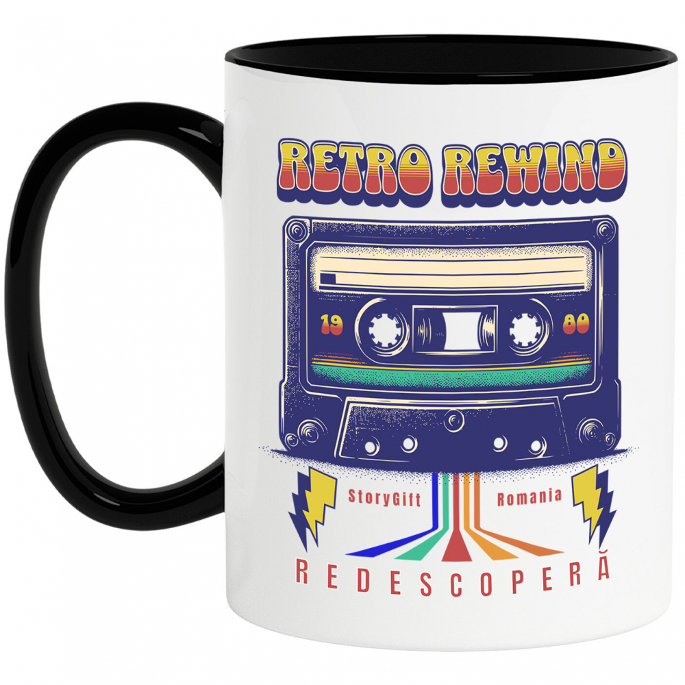 Cana Personalizata Casetă Audio Colorată 1980 - Retro Rewind Disco Vintaj Cadou Personalizat [1]