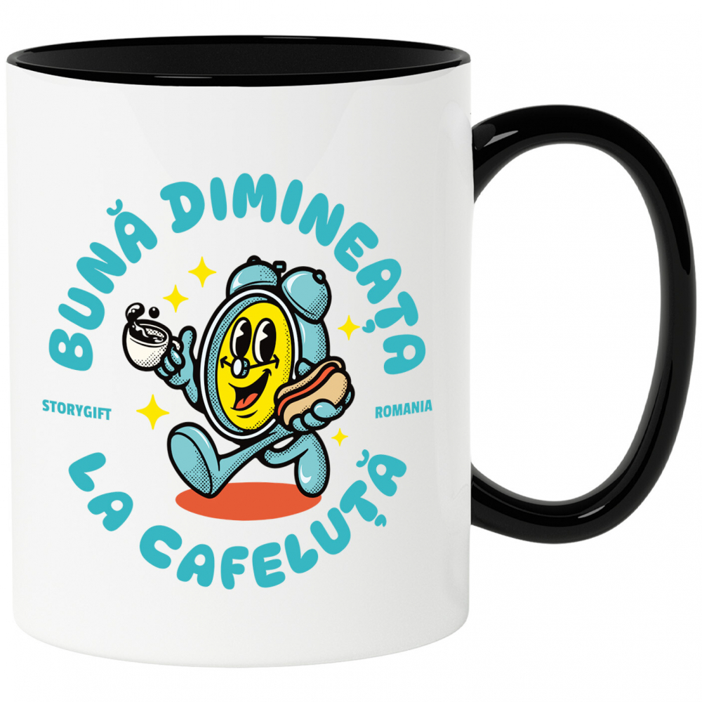 Cana Personalizata Ceas Mecanica „Buna Dimineața” – Cadou Personalizat Cu Cafea și Hot-Dog | Dimineața Perfectă [1]