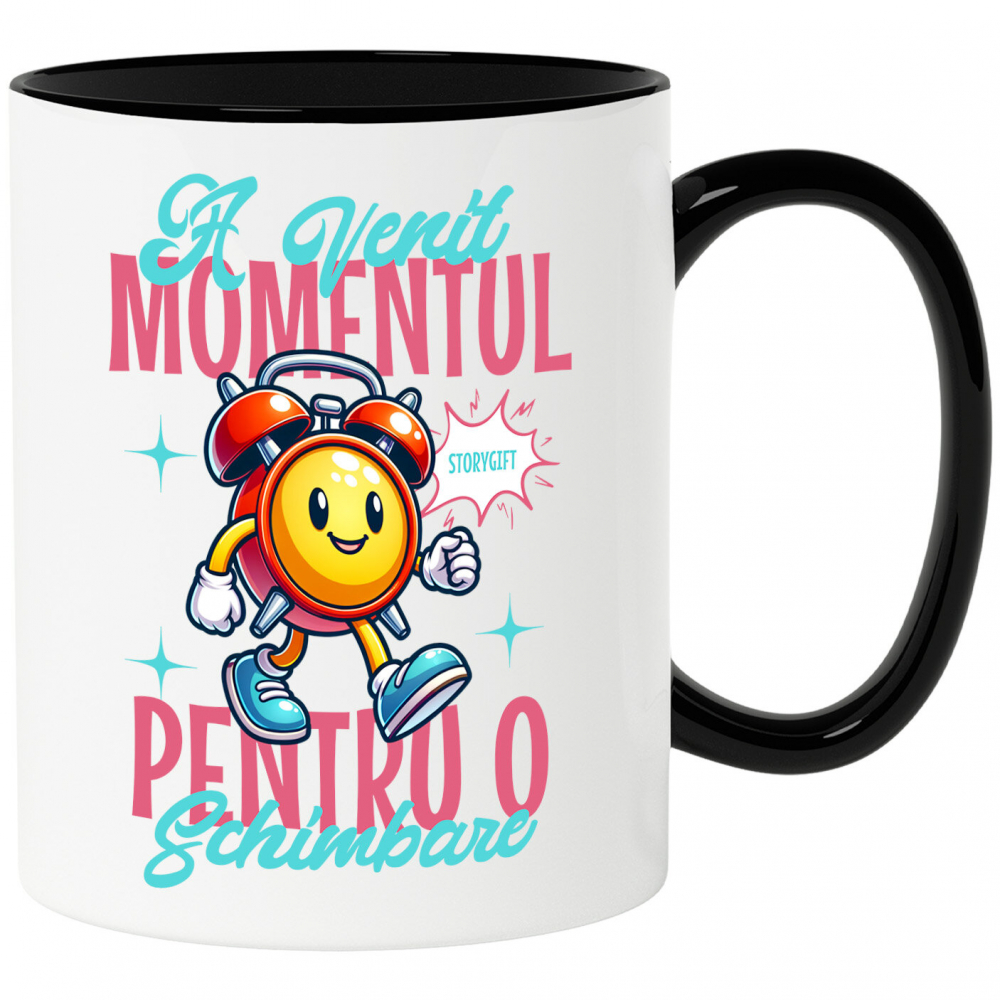 Cana Personalizata Ceas Mecanics Galben cu Mesaj Inspirațional – A venit momentul pentru o schimbare [1]