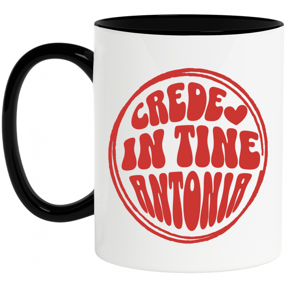 Cana Personalizata "Cerc Roșu Inimioară Suflet Crede În Tine - Cadou Personalizat pentru Antonia, Iubire și Prietenie" [1]