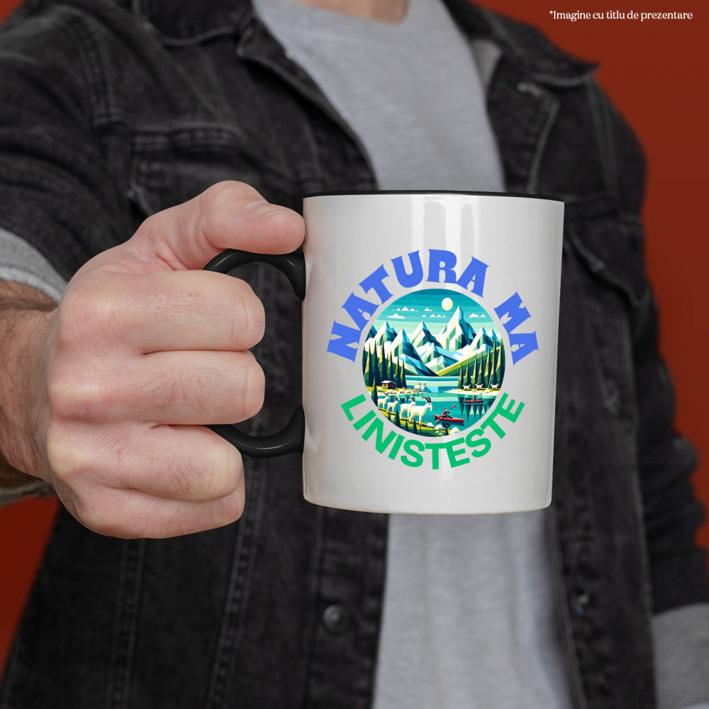 Cana Personalizata "Cerc View Montan cu Lac Albastru – Liniște în Natură la Cabana și Pe Lac" [2]