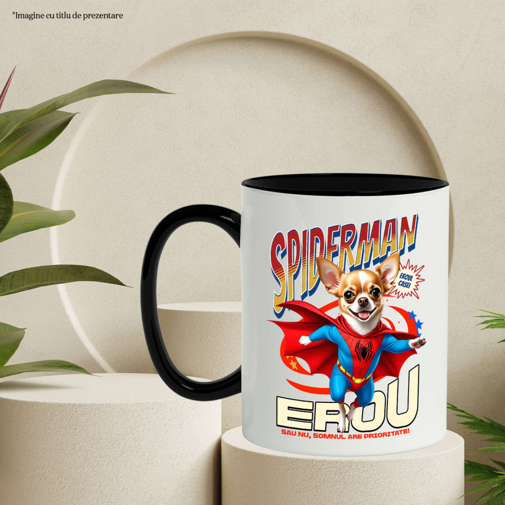 Cana Personalizata Chihuahua în Costum Spider-Man - Cadou Personalizat pentru Copii și Familie [3]