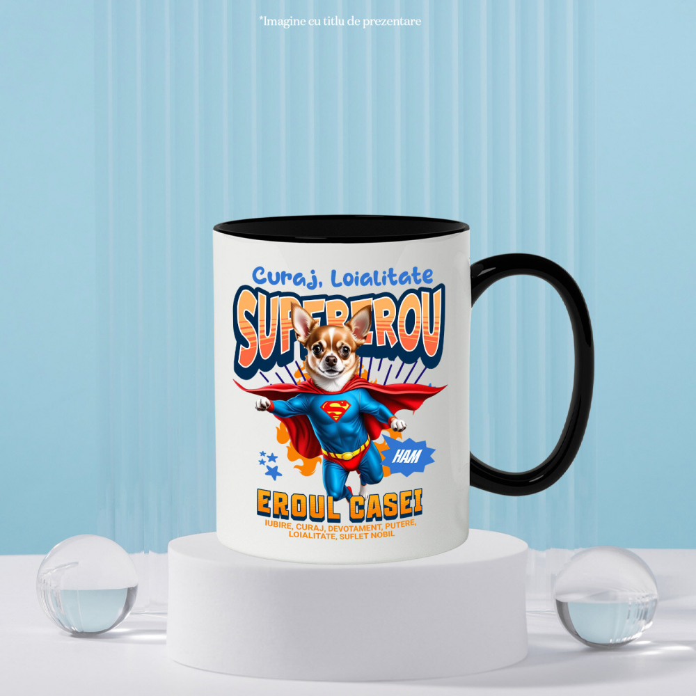 Cana Personalizata Chihuahua în Costum de Superman – Produse Personalizate pentru Familie și Copii [3]