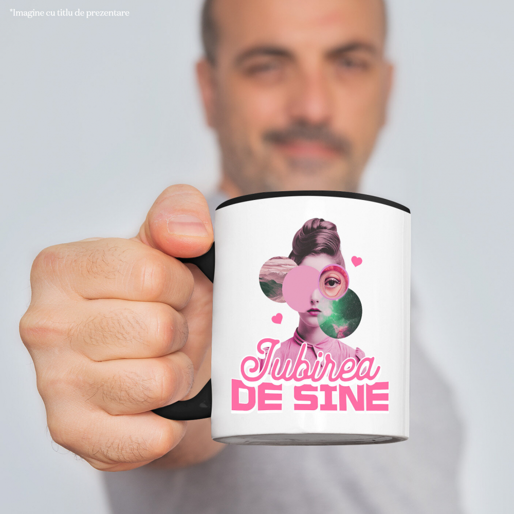 Cana Personalizata Camasa Roz cu Chip Feminin Abstract și Mesaj Iubire de Sine - Cadouri Personalizate pentru Femei, Încredere și Inspirație [2]