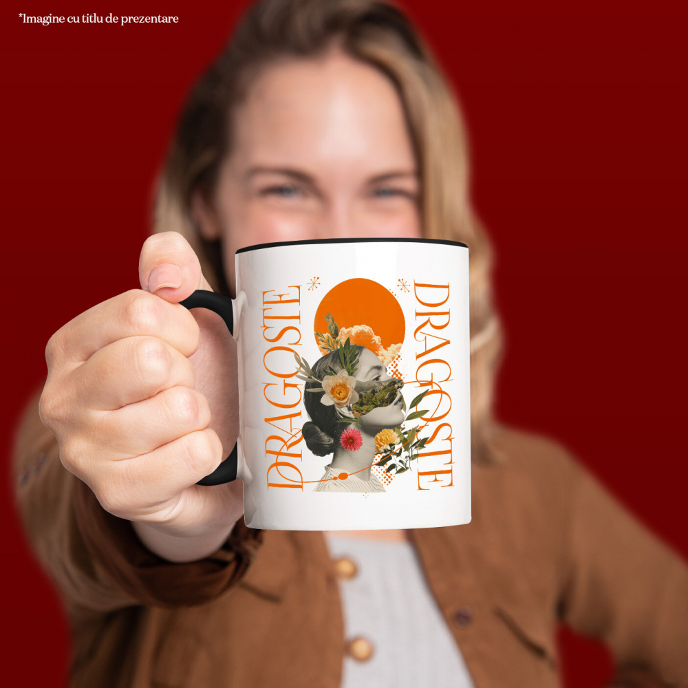 Cana Personalizata Chip Feminin Abstract cu Soare și Text de Dragoste | Cadouri Romantice Personalizate pentru Femei și Familie [2]