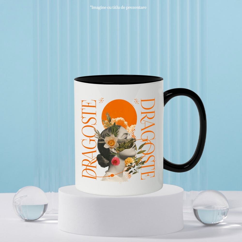 Cana Personalizata Chip Feminin Abstract cu Soare și Text de Dragoste | Cadouri Romantice Personalizate pentru Femei și Familie [3]