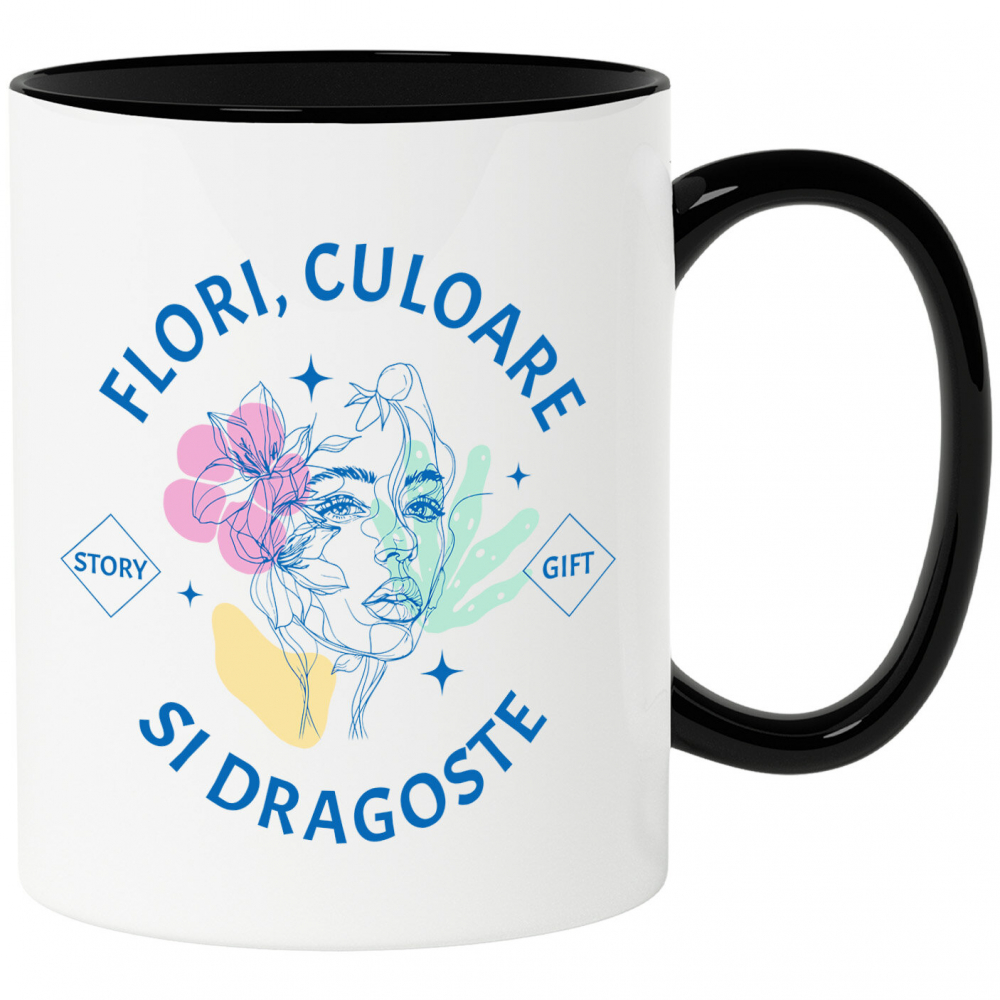 Cana Personalizata Cadou Personalizat Flori Colorate și Iubire | Chip Feminin cu Mesaj Inspirațional [1]